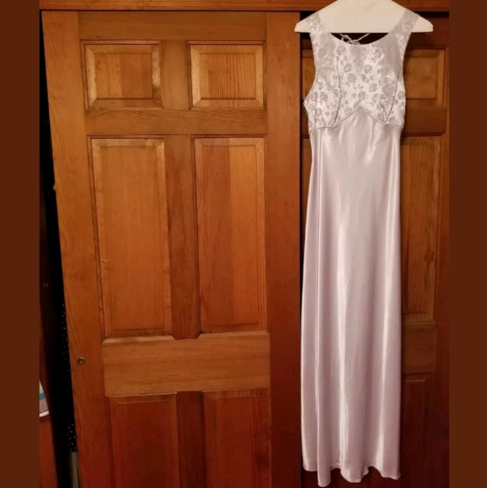 Sleek, empire floral waisted, floor length dress